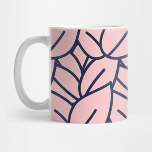 Minimal Modern Pink Leaf Pattern Mug